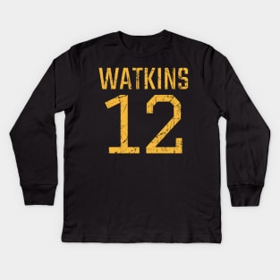 JuJu Watkins Gold Distressed Jersey Number 12 JERSEY-2 Kids Long Sleeve T-Shirt